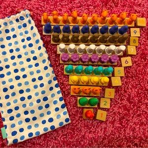 Lovevery Montessori Math Bars, Number Tiles, Nature Counters & Storage Bag